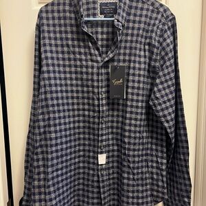 Denim & Flower Men's Navy and Gray Plaid Button-Down Shirt